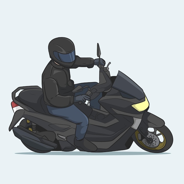 Vector black motorcycle rider illustration vector design