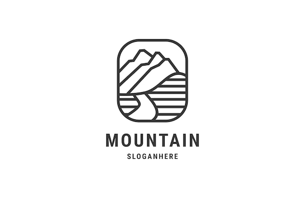 Стиль линии шаблона логотипа черной горы