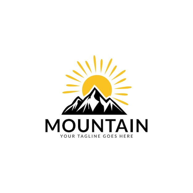 Vector black mountain logo design template