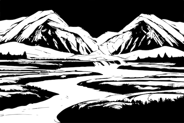 black mountain texture on white background