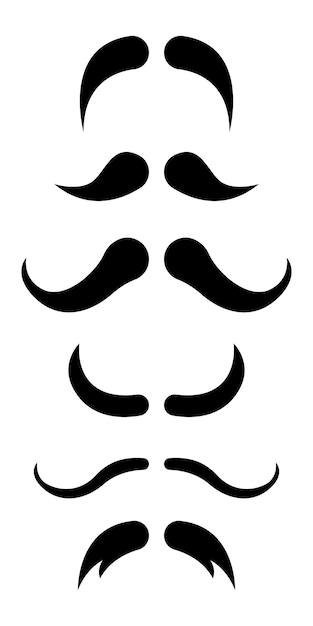 Vector black mustache collection vector illustration isolated on white