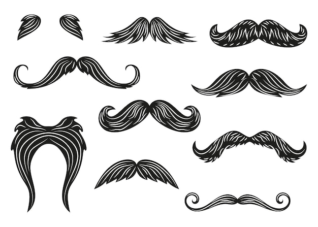 Black mustache icons barbershop decorative illustration isolated