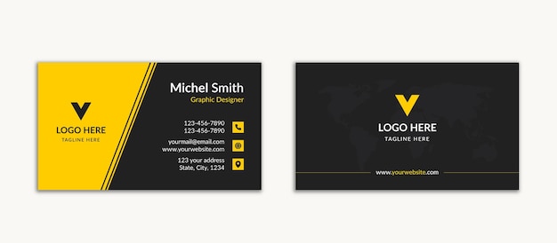 Black name card and business card premium vector