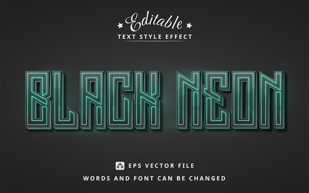 Black neon editable text effect