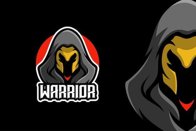 Black ninja warrior mascot character logo template