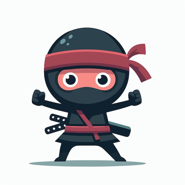 Vector a black ninja with a red scarf on his head