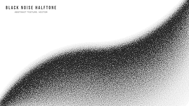 Black noise dotted halftone art vector smooth curved border isolated on white