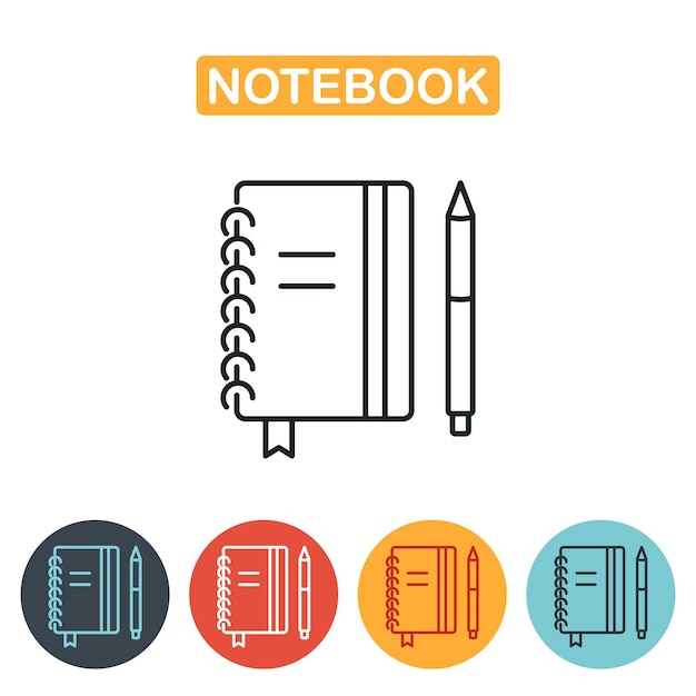 Black notebook icon with pen