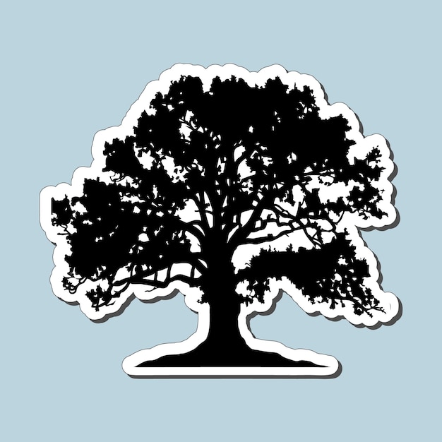 Black Oak Tree Silhouette Sticker for print on demand