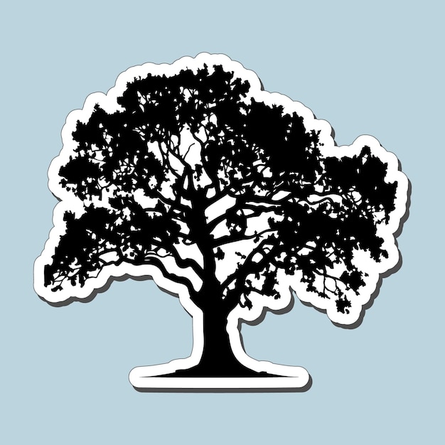 Black Oak Tree Silhouette Sticker for print on demand