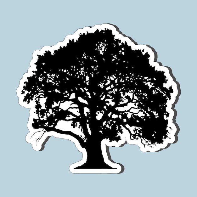 Black Oak Tree Silhouette Sticker voor afdrukken op aanvraag