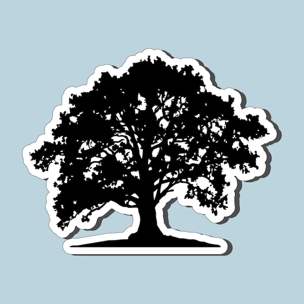 Black Oak Tree Silhouette Sticker voor afdrukken op aanvraag