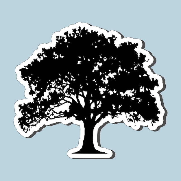 Black Oak Tree Silhouette Sticker voor afdrukken op aanvraag