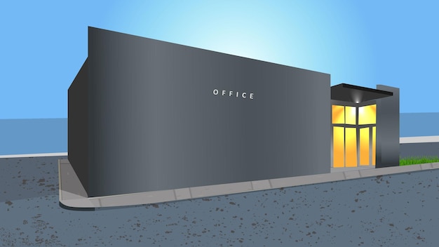 Vector black office building