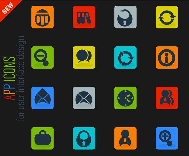 Black office icons set