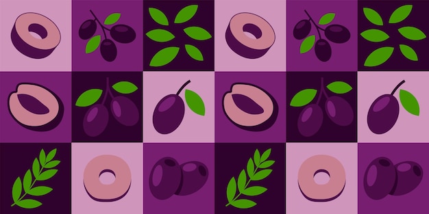 Black Olive abstract seamless geometric vector pattern for packaging design