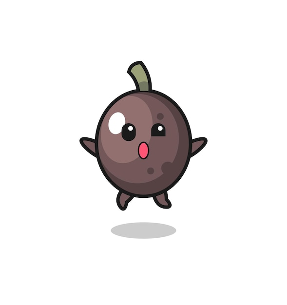 Black olive character is jumping gesture