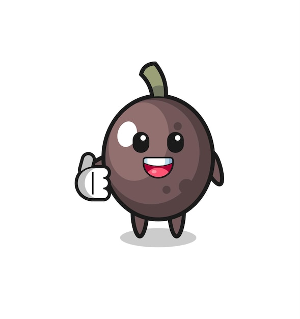 Black olive mascot doing thumbs up gesture