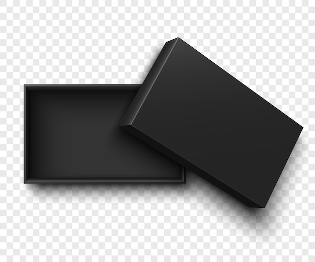 Black open box isolated illustration