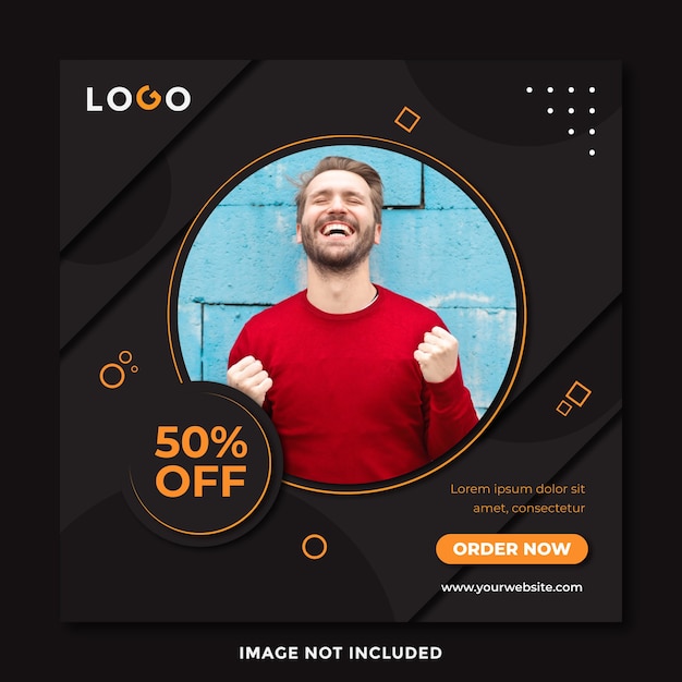 Black and orange banner sale social media post template