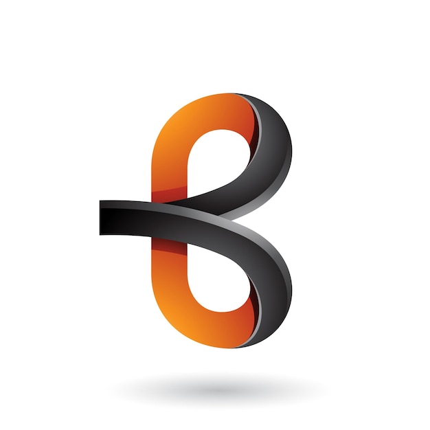 Black and Orange Bold Curvy Letter B Vector Illustration