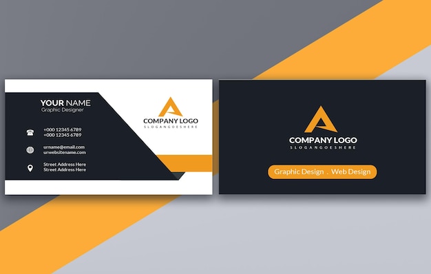 black and orange business card with white background