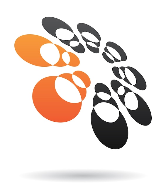 Vector black and orange intersecting circles abstract logo icon