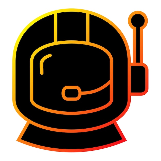 Vettore un logo nero e arancione di un casco con uno sfondo giallo e arancione