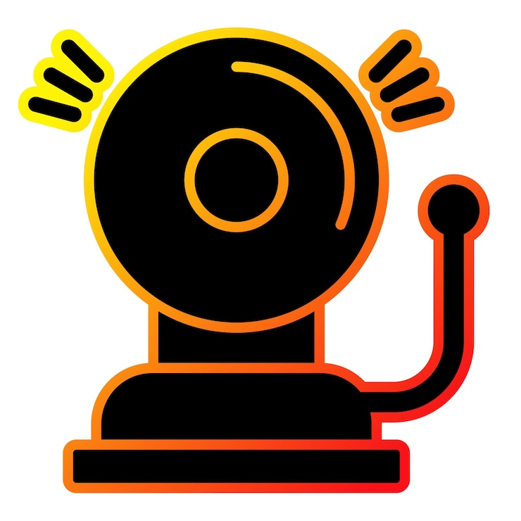 Vector カメラの黒とオレンジ色の写真でその上に文字oが描かれています