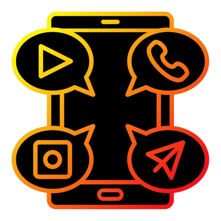 वेक्टर a black and orange picture of a phone with a web button on it