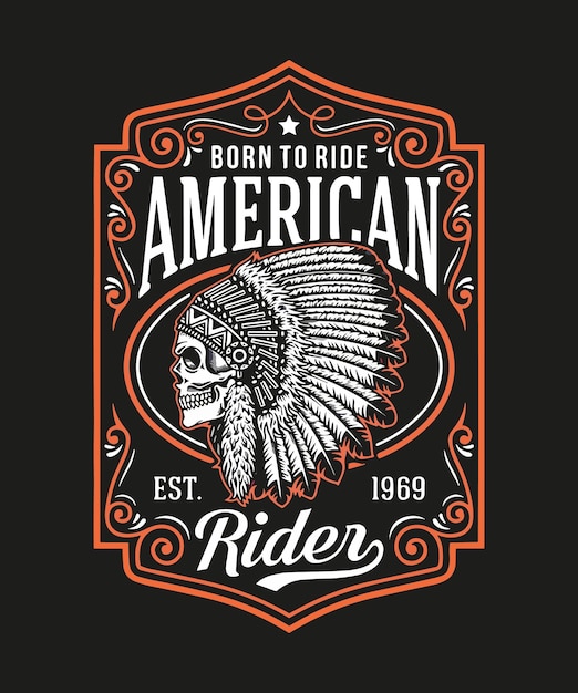 Un poster nero e arancione con su scritto born to ride american.