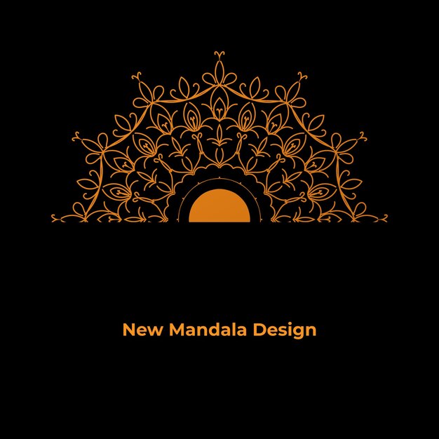 Vector a black and orange poster that says new mandala design