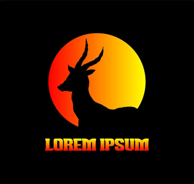 A black and orange poster with a deer silhouette in front of a sun