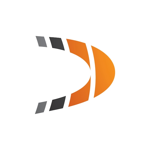黑色和橙色条纹字母D图标