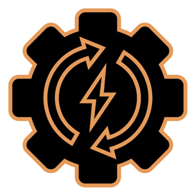 Vector a black and orange symbol with a lightning bolt on it