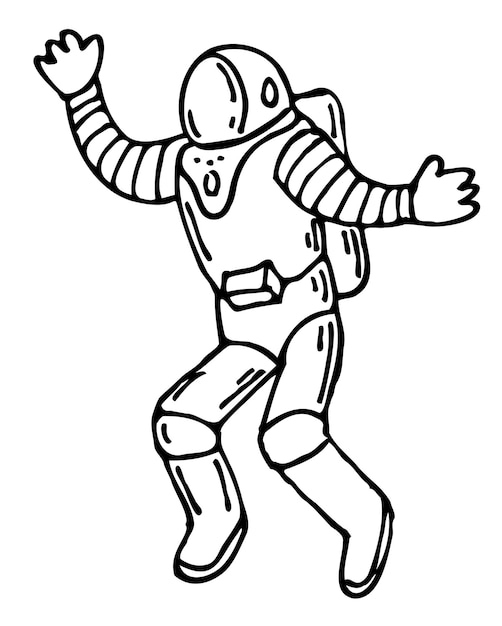 Vector black outline drawing astronaut astronaut coloring book