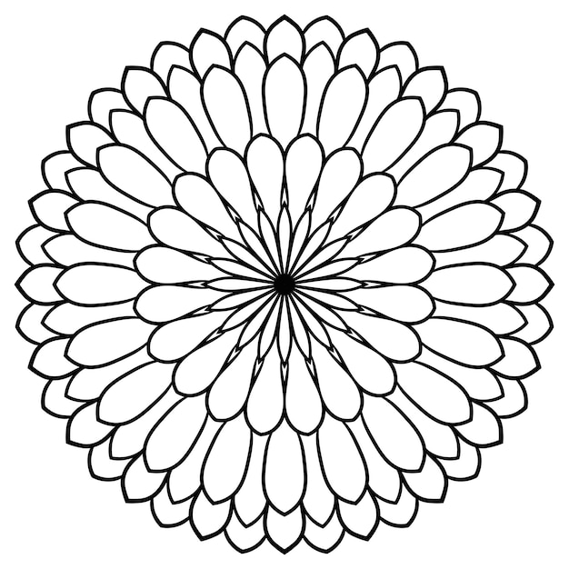 Black outline flower mandala. Doodle round decorative element for coloring book isolated on white ba