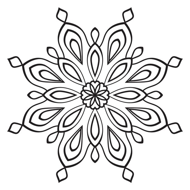 Black outline flower mandala Doodle round decorative element for coloring book isolated