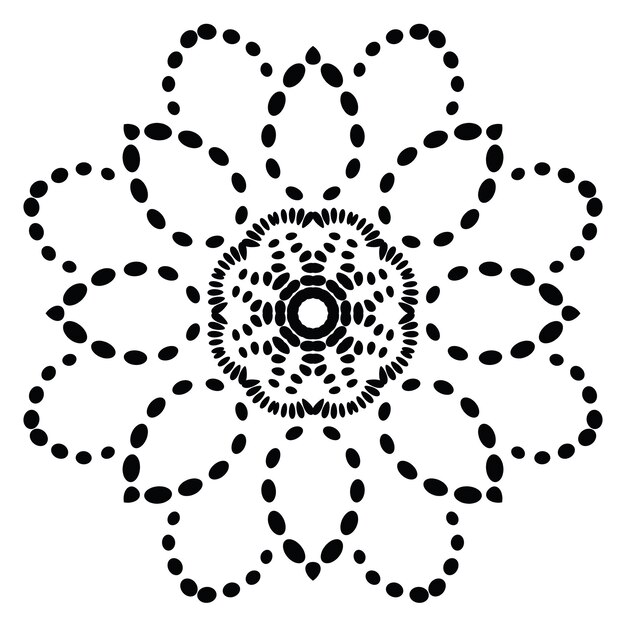 Black outline flower mandala Doodle round decorative element for coloring book isolated