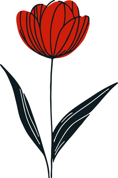 Black outline tulip vector illustration