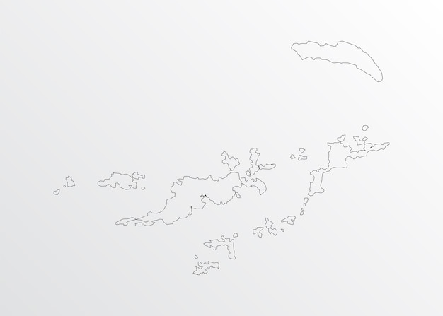 Black Outline vector Map of British Virgin Islands with regions