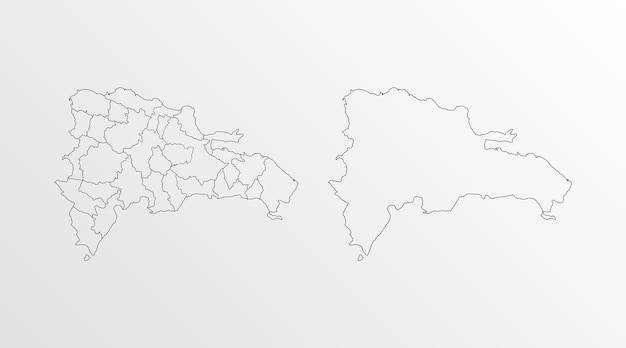 Black outline vector map of Democratic Republic of the Congo with regions