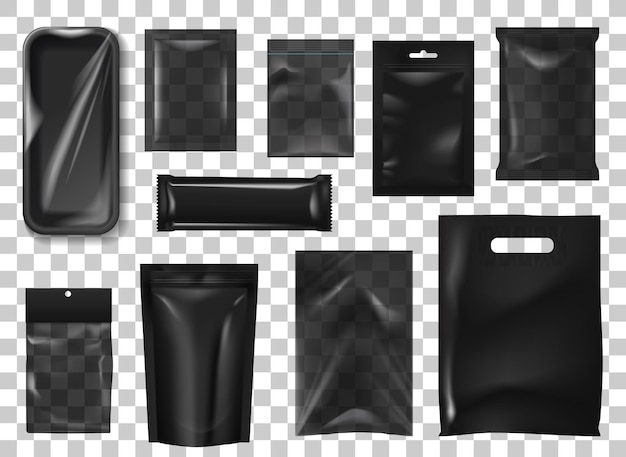 Black pack realistic vector mock up set