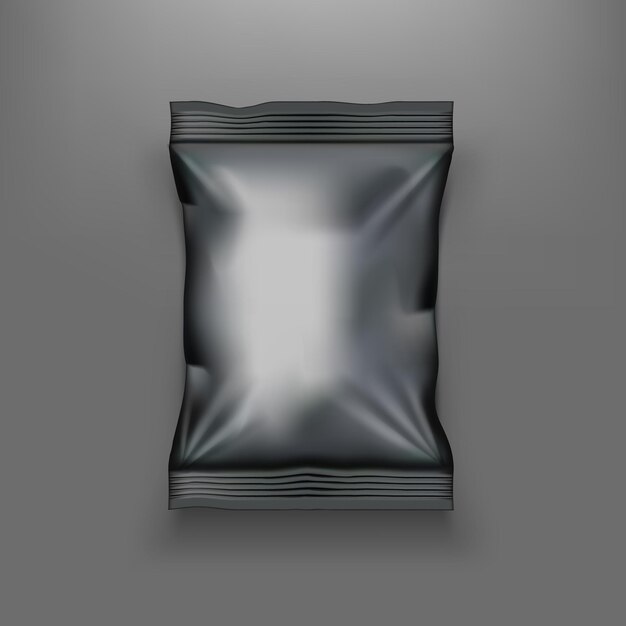 Vector black pack for snacks chips or other food