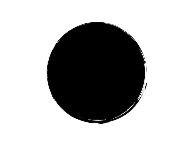 Black Paint Brush Stroke Circle Isolated On White Background. Vector