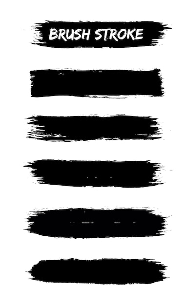 Vector black paint brush stroke template collection