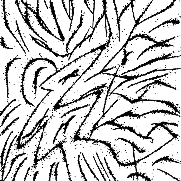 Вектор Черная кисть мазки вектор бесшовный фон. ручной рисунок изогнутых и волнистых линий с гранжевыми кругами. кисть рисует декоративную текстуру. грязные каракули, кривые линии иллюстрации.
