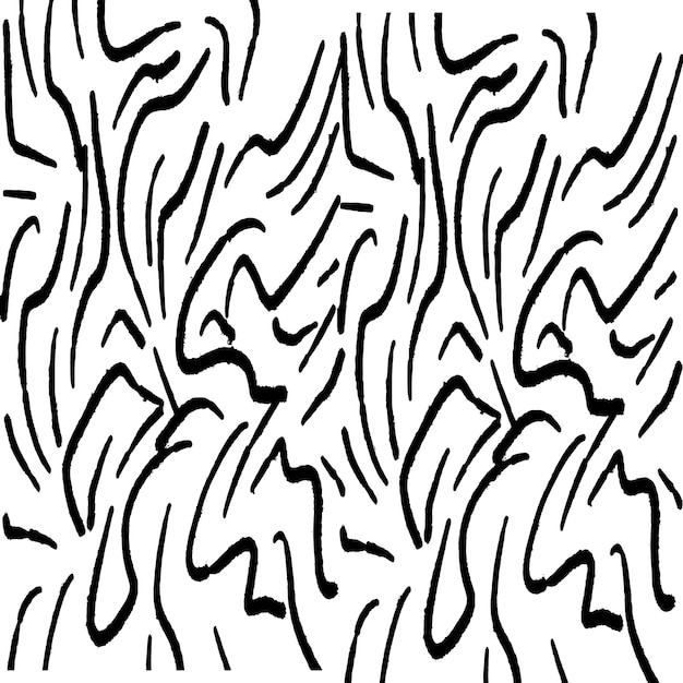 검은 페인트 브러시 스트로크 벡터 완벽 한 패턴입니다. 그런 지 원이 있는 손으로 그린 곡선과 물결 모양의 선. 브러시 낙서 장식 텍스처입니다. 지저분한 낙서, 대담한 곡선 그림입니다.