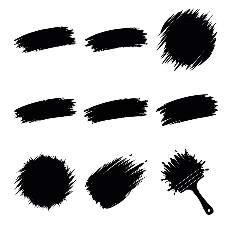 Vector black paint brush strokes