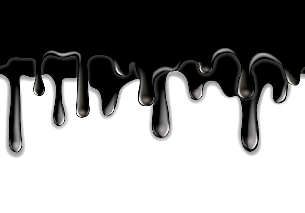 Vector black paint dripping  on white background.